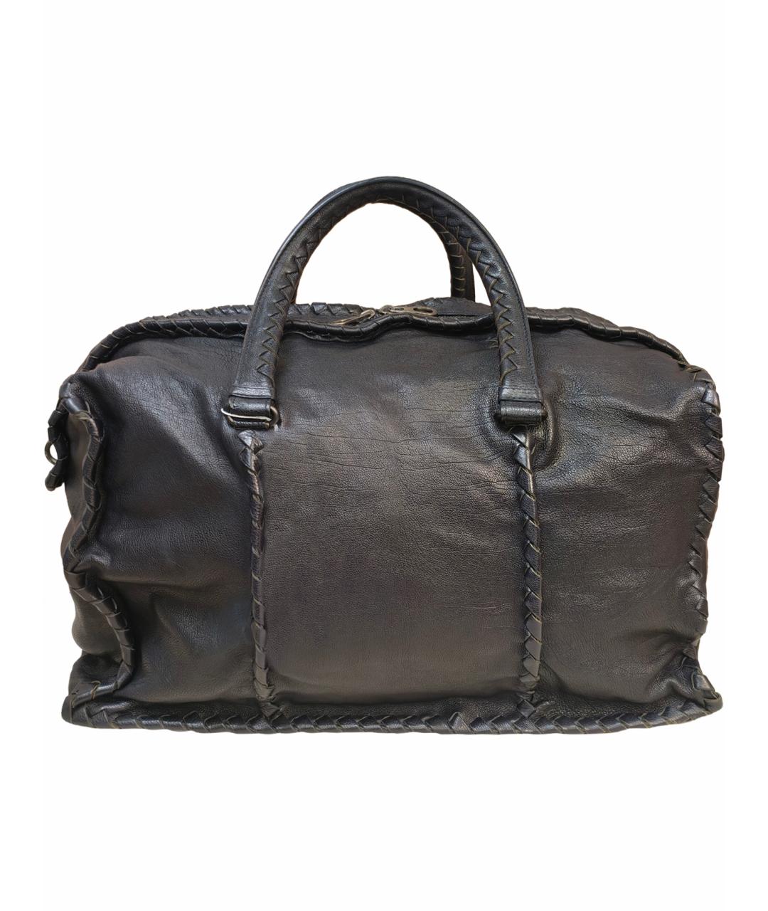 BOTTEGA VENETA Черная кожаная дорожная/спортивная сумка, фото 1