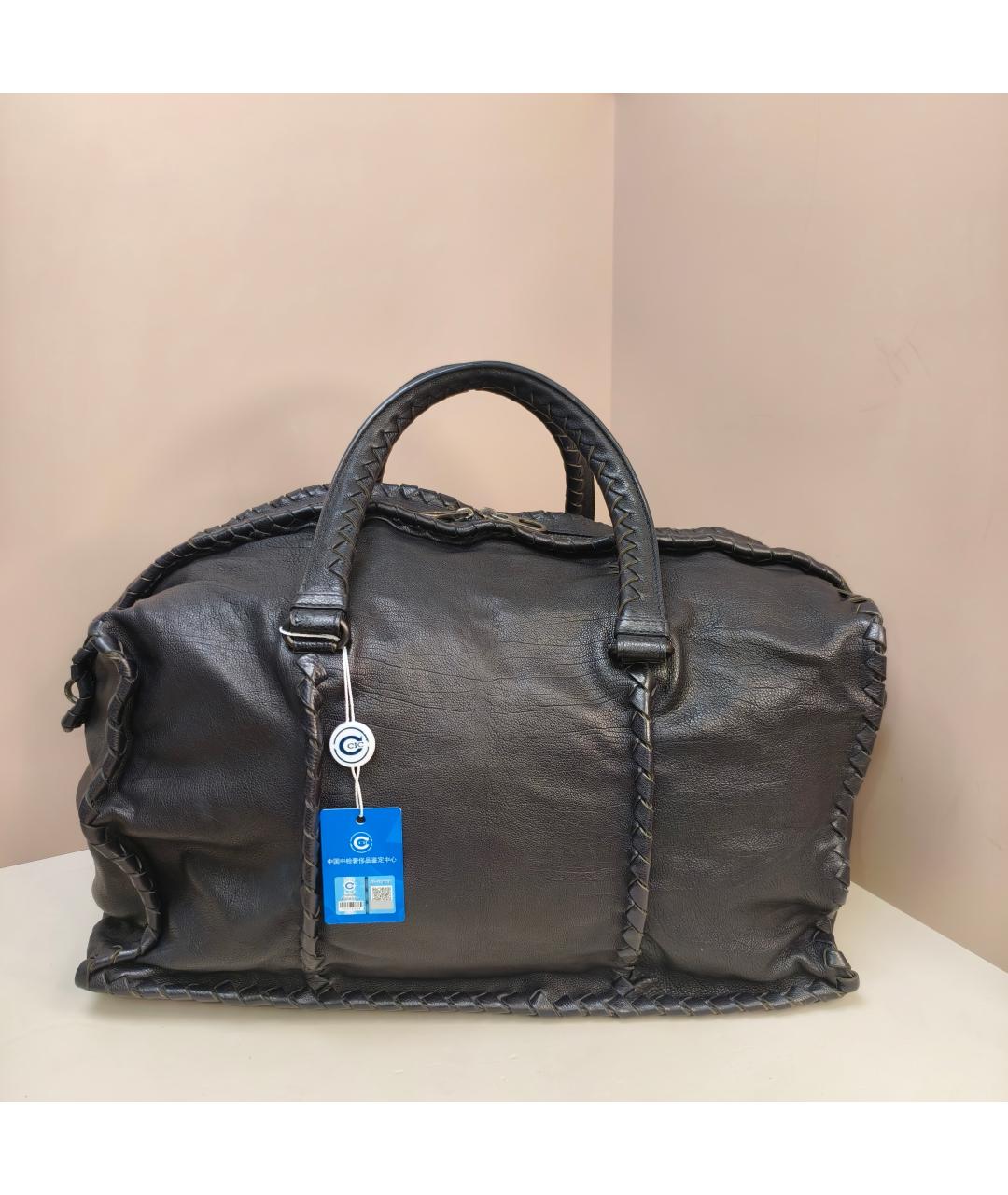 BOTTEGA VENETA Черная кожаная дорожная/спортивная сумка, фото 10