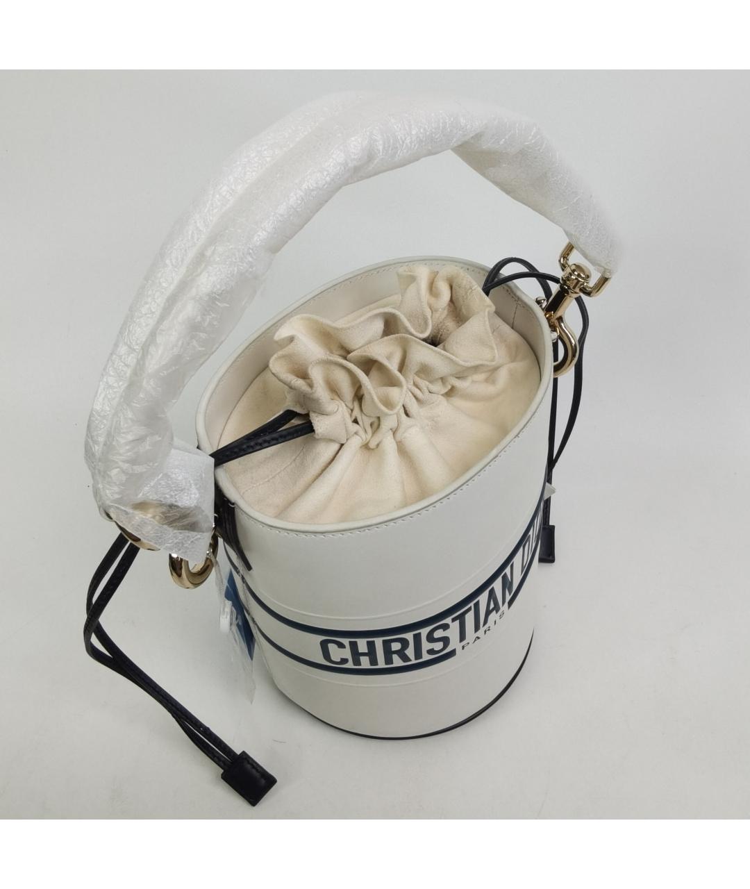 CHRISTIAN DIOR Белая кожаная сумка через плечо, фото 5