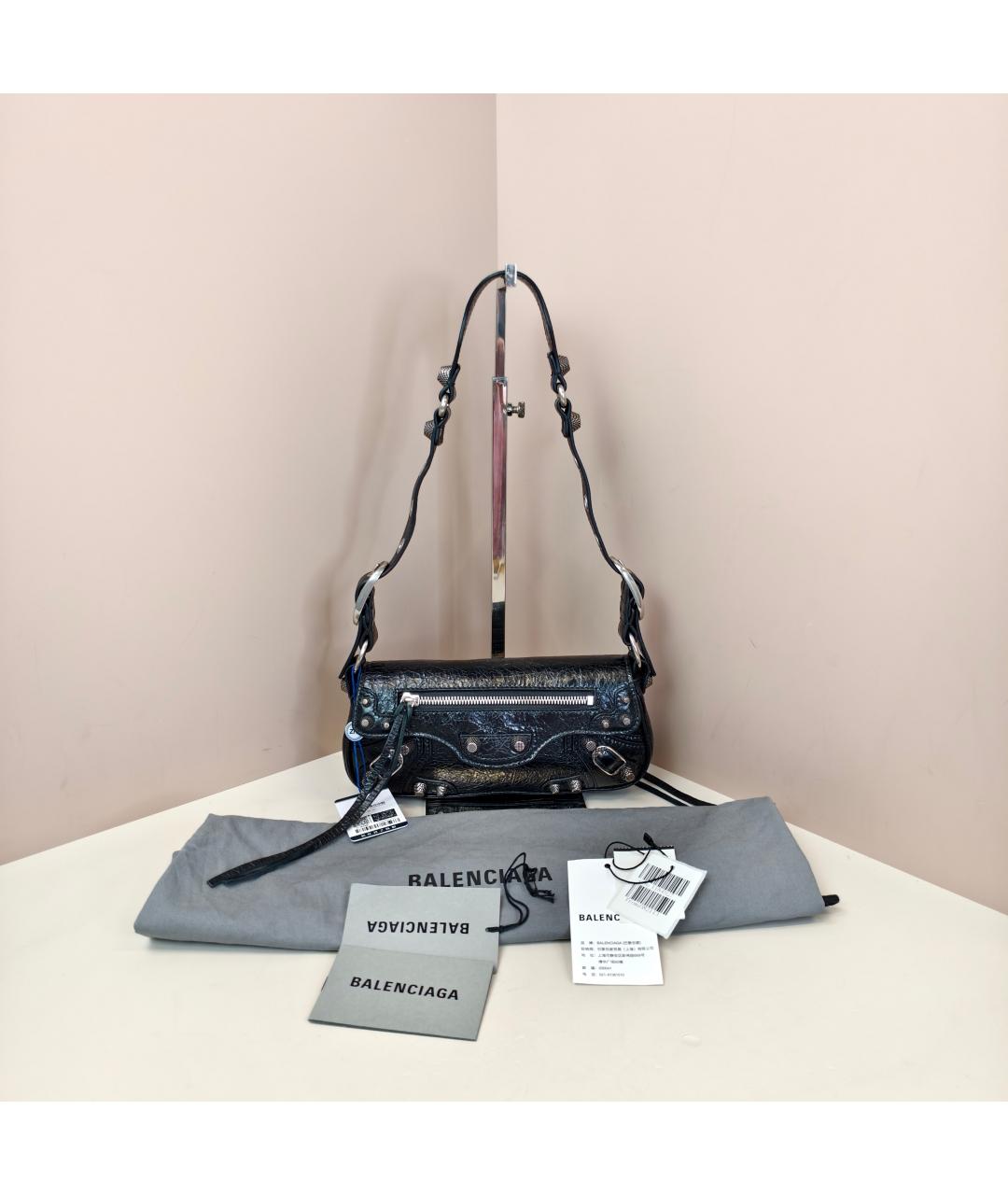 BALENCIAGA Черная кожаная сумка через плечо, фото 6