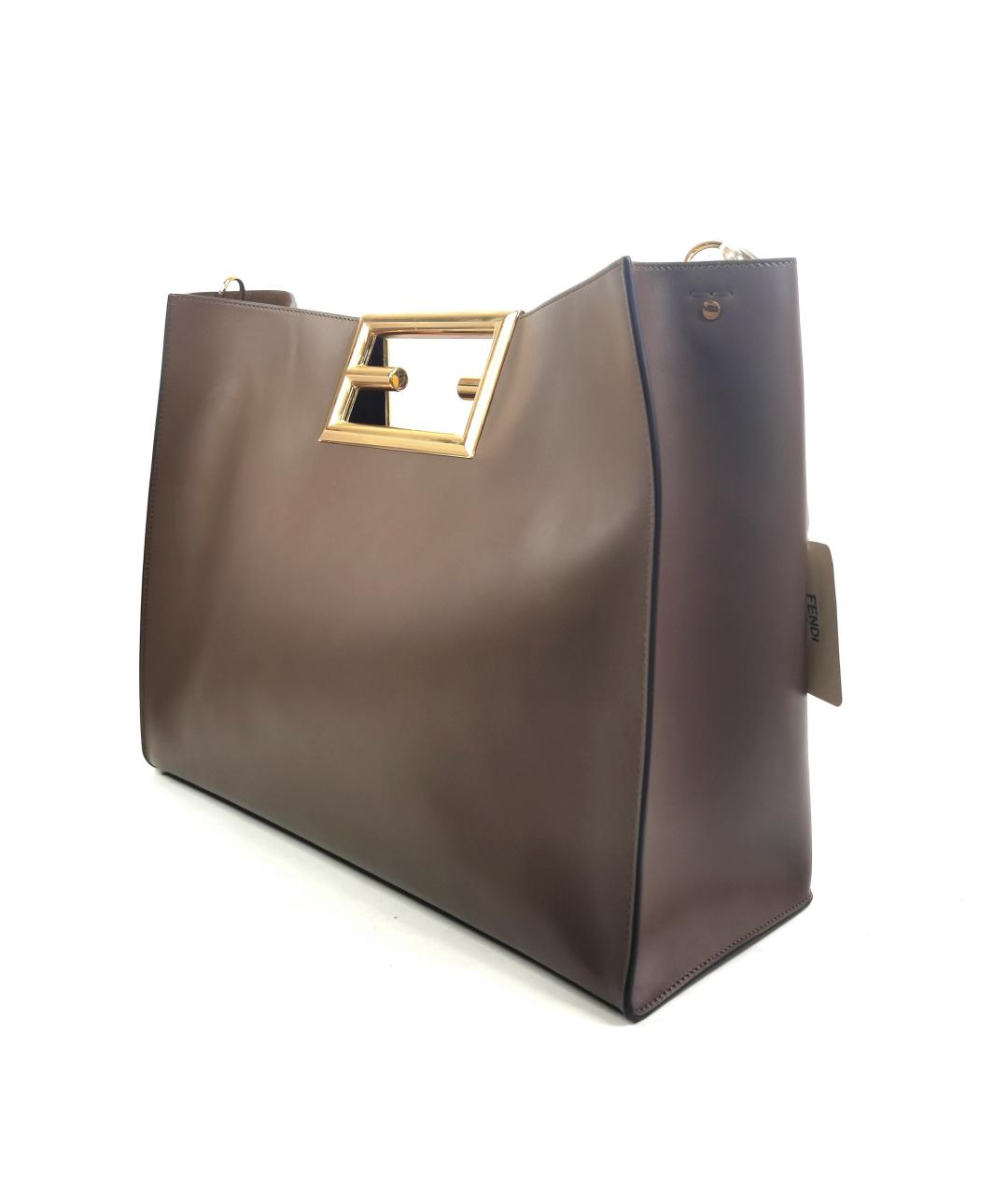 FENDI Коричневая кожаная сумка через плечо, фото 10