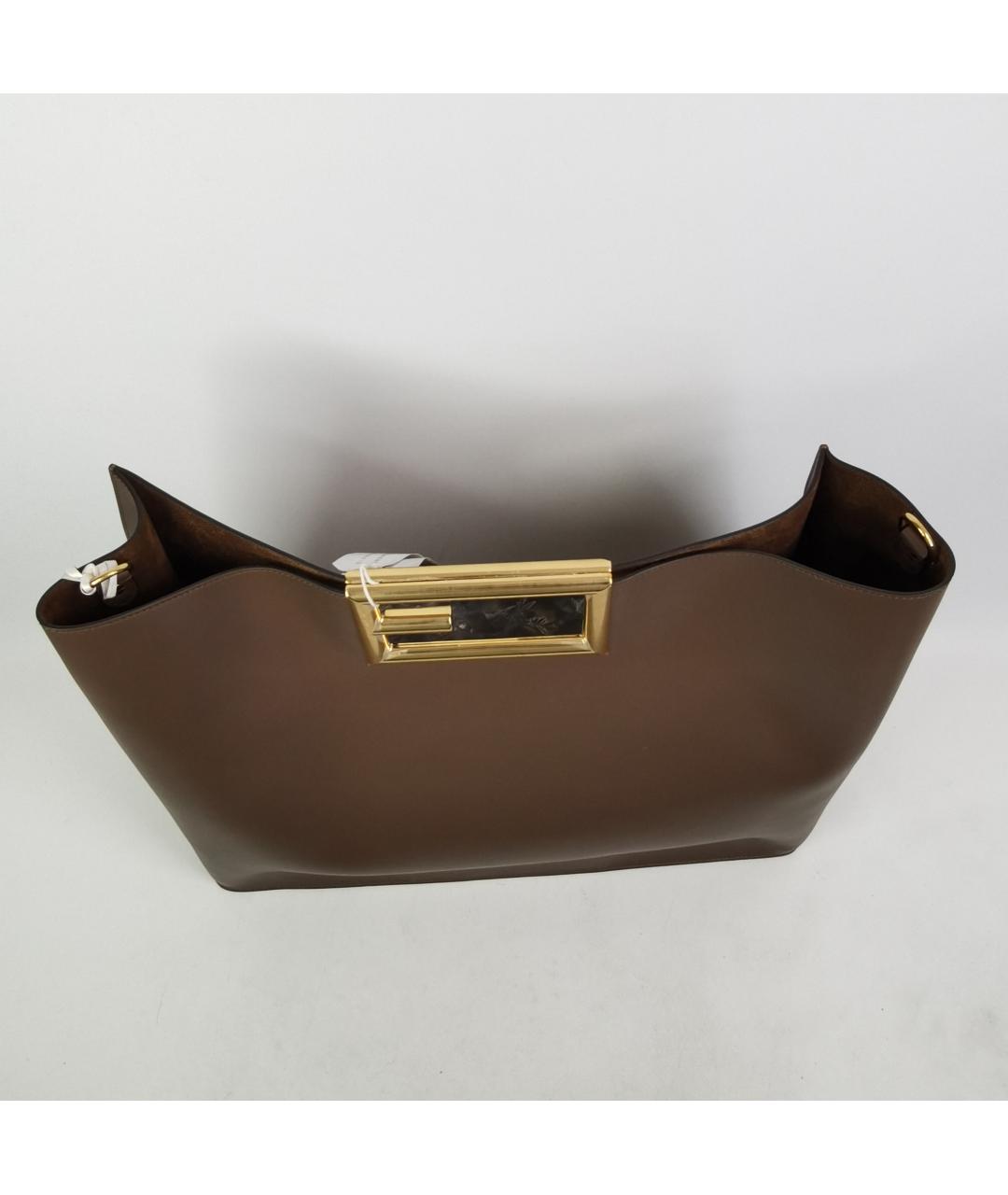 FENDI Коричневая кожаная сумка через плечо, фото 4