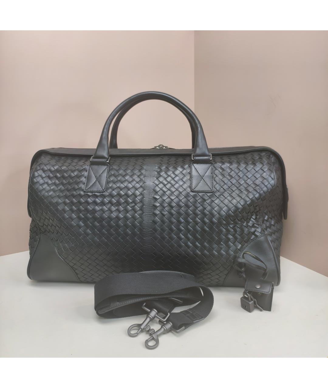 BOTTEGA VENETA Черная кожаная дорожная/спортивная сумка, фото 9