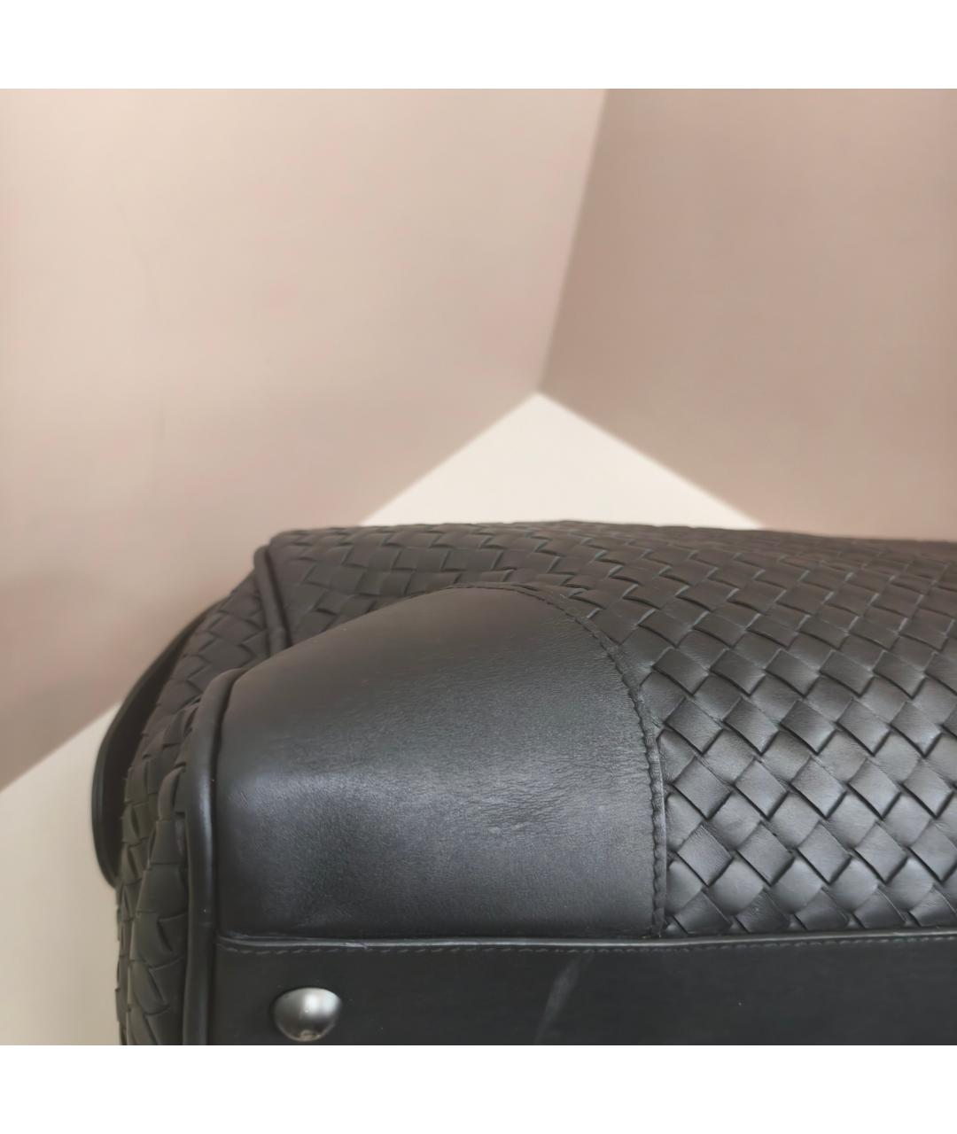 BOTTEGA VENETA Черная кожаная дорожная/спортивная сумка, фото 4