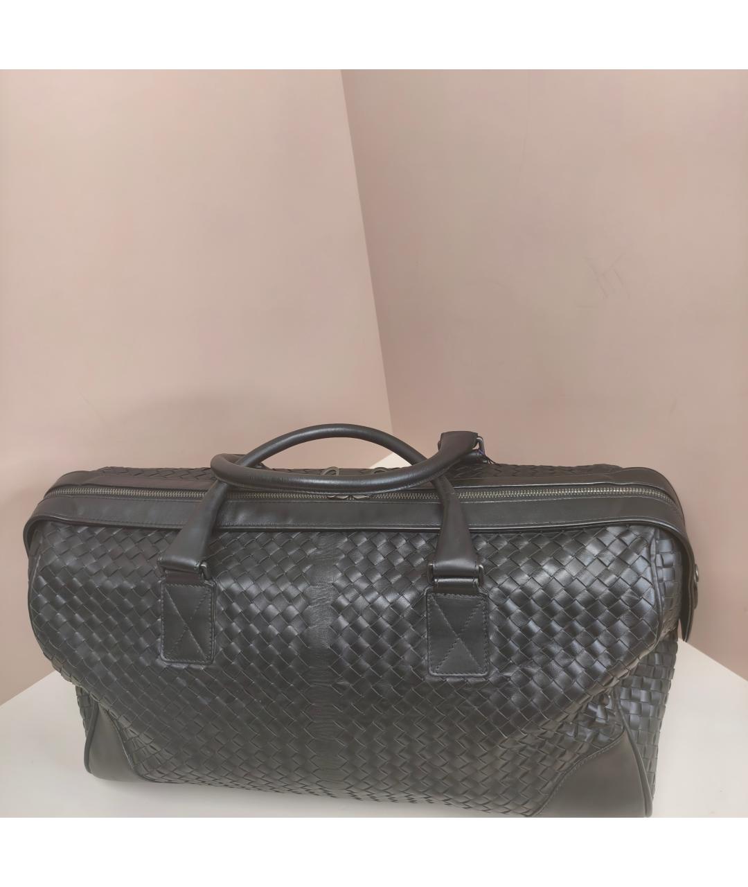 BOTTEGA VENETA Черная кожаная дорожная/спортивная сумка, фото 5