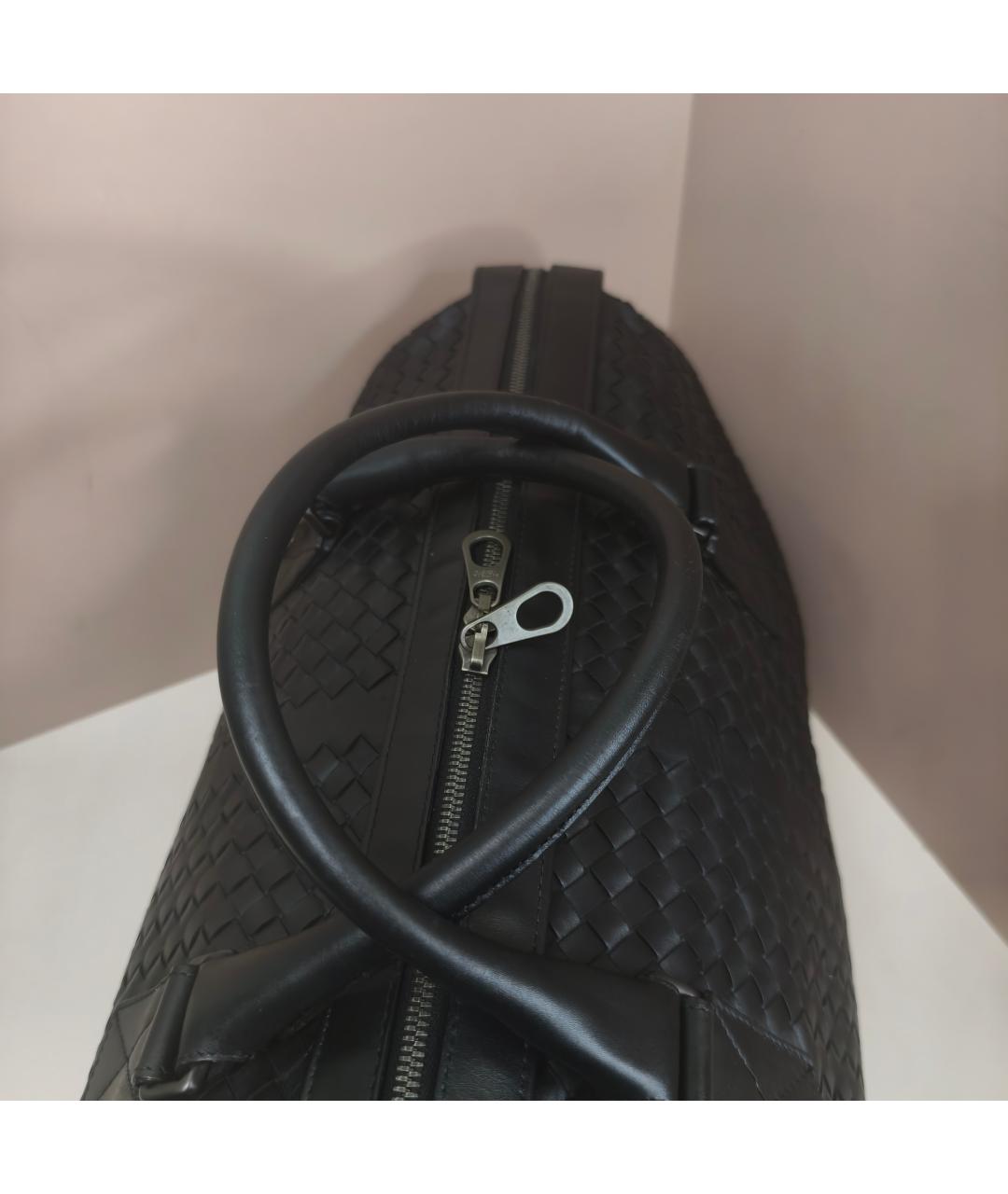 BOTTEGA VENETA Черная кожаная дорожная/спортивная сумка, фото 2