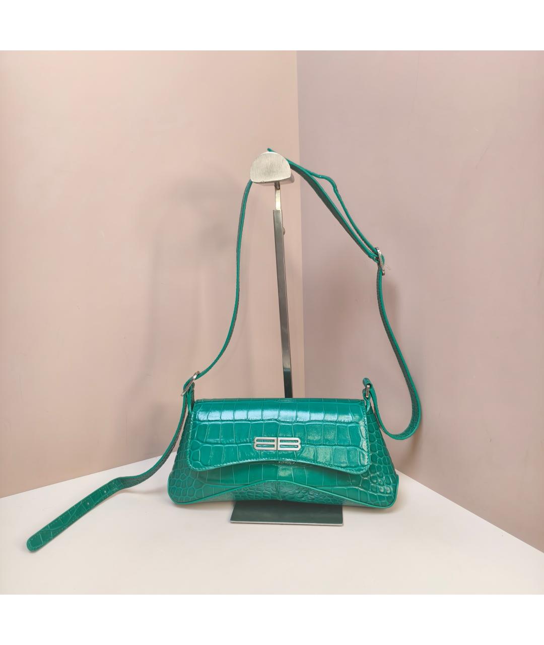 BALENCIAGA Зеленая кожаная сумка через плечо, фото 6