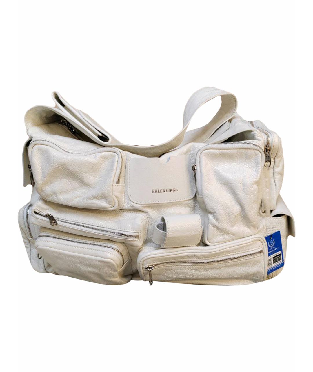 BALENCIAGA Белая кожаная сумка через плечо, фото 1