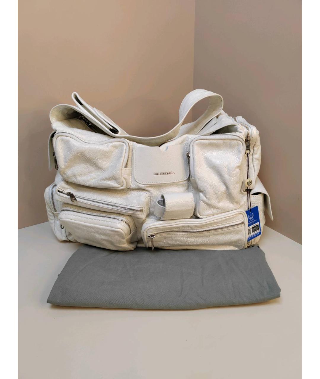 BALENCIAGA Белая кожаная сумка через плечо, фото 4