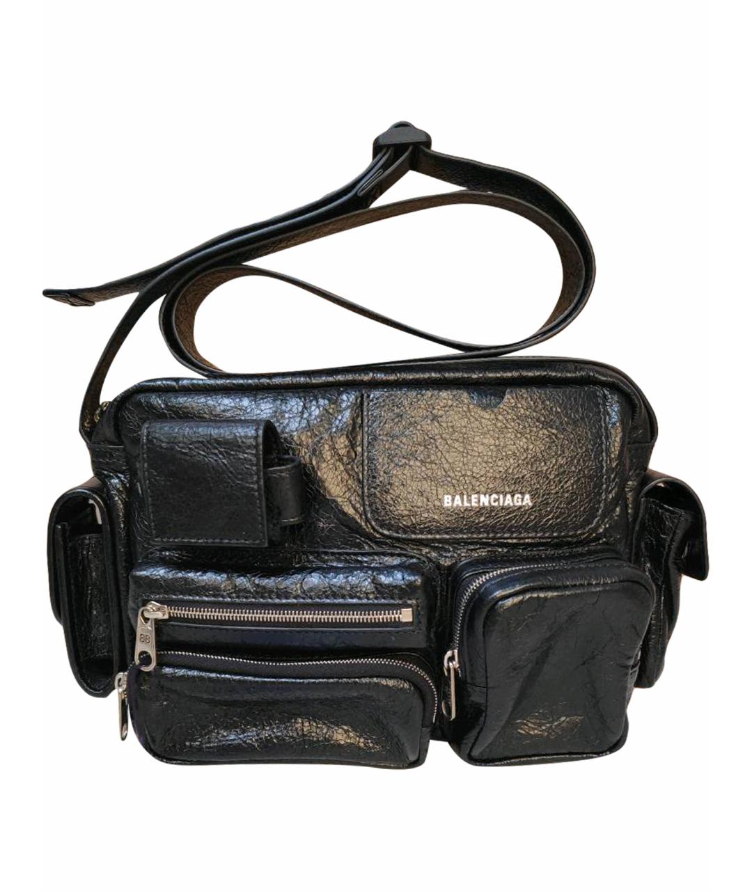 BALENCIAGA Черная кожаная сумка через плечо, фото 1