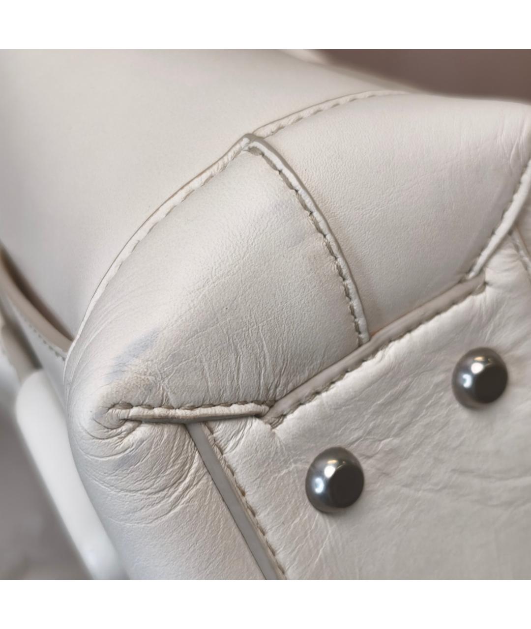 BOTTEGA VENETA Белая кожаная сумка через плечо, фото 5