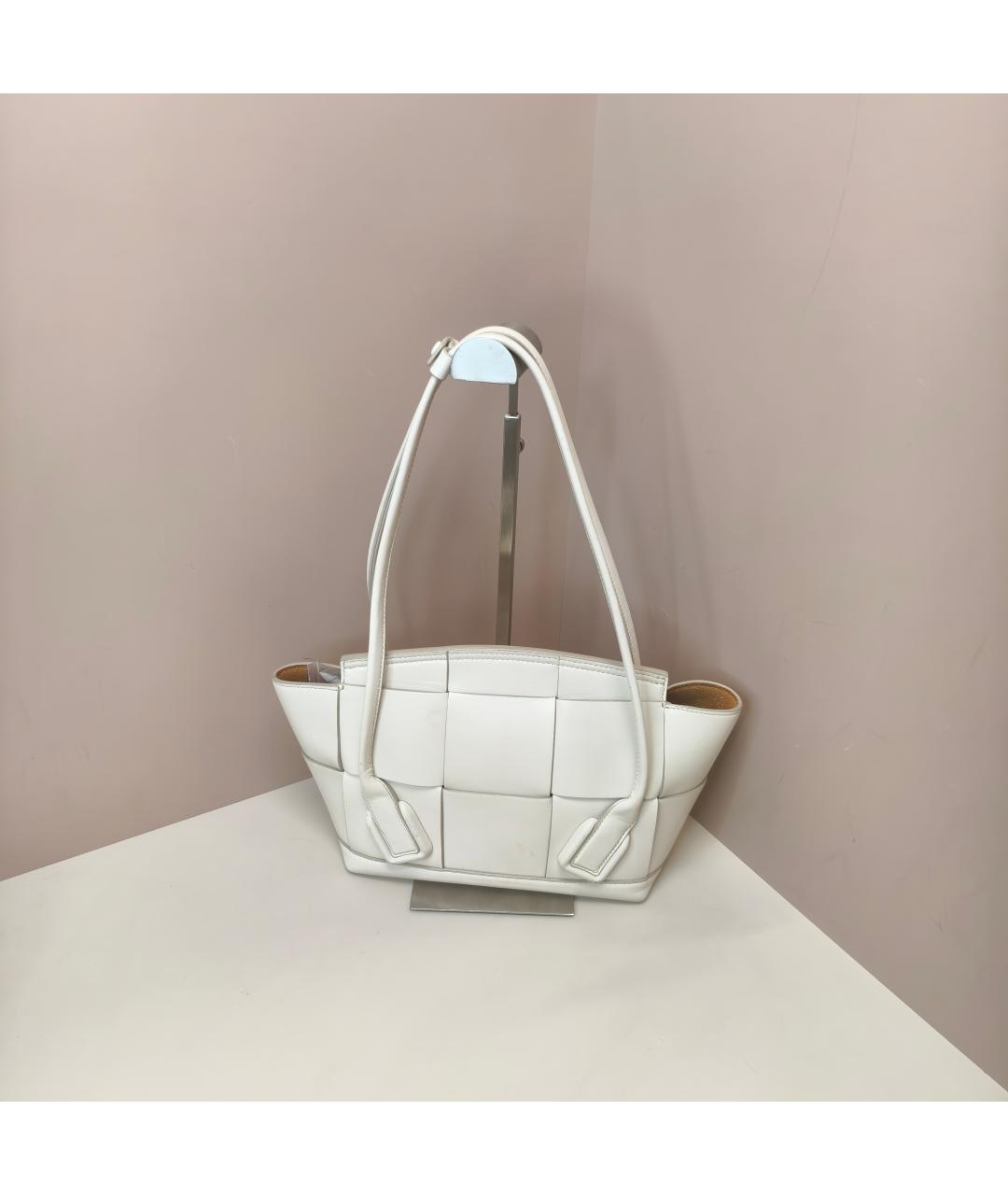 BOTTEGA VENETA Белая кожаная сумка через плечо, фото 8