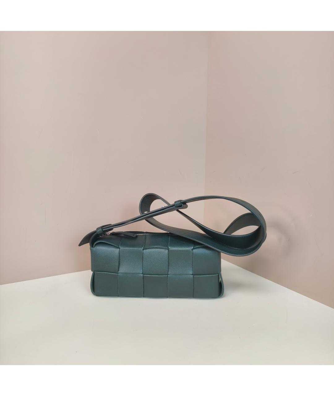 BOTTEGA VENETA Бирюзовая кожаная сумка через плечо, фото 9