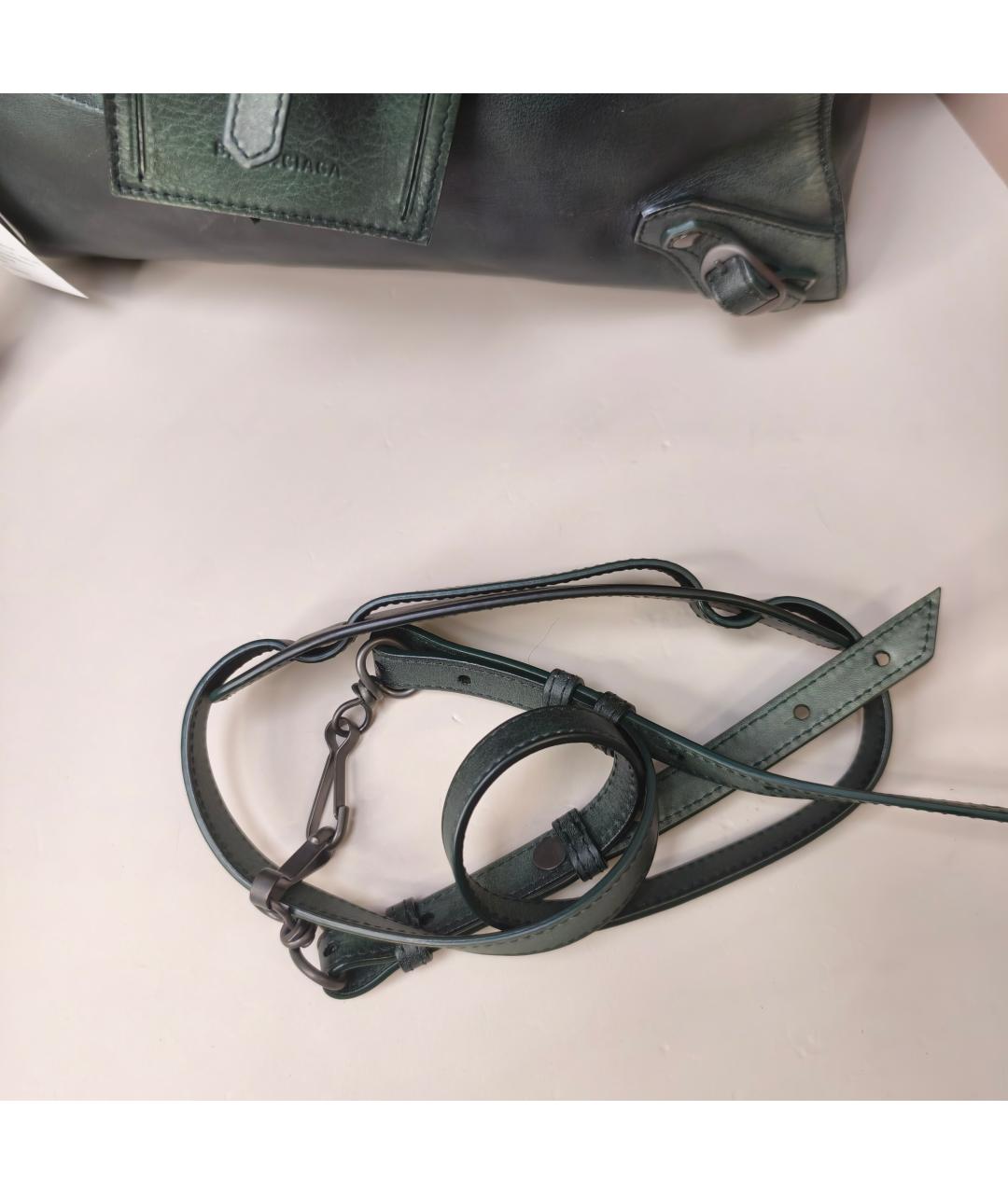 BALENCIAGA Хаки кожаная сумка через плечо, фото 3