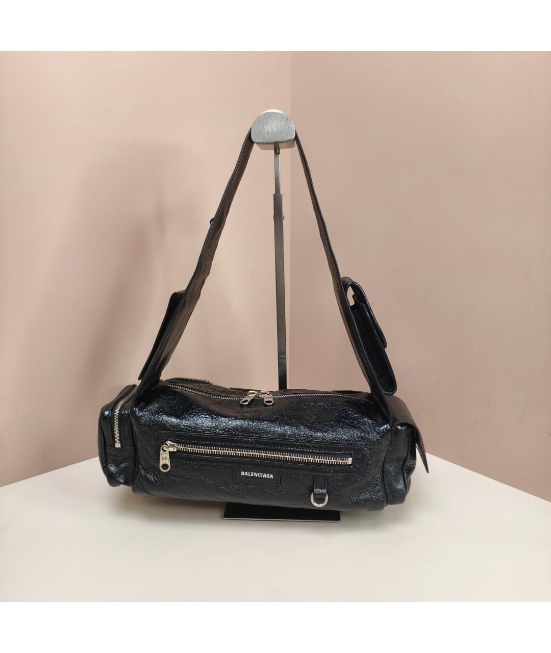 BALENCIAGA Черная кожаная сумка через плечо, фото 8