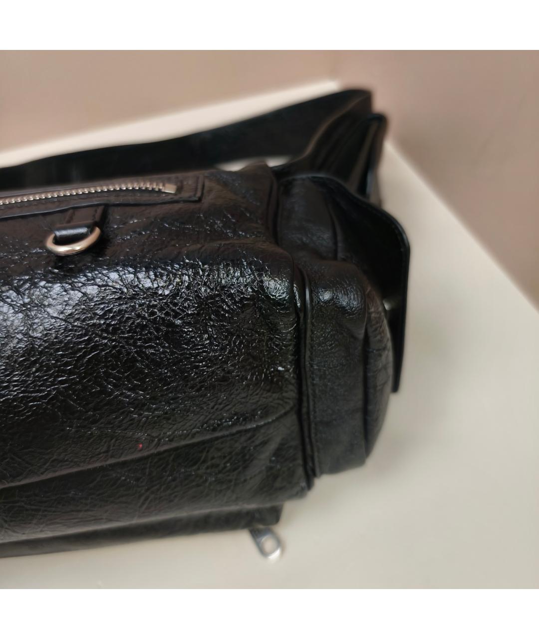BALENCIAGA Черная кожаная сумка через плечо, фото 5