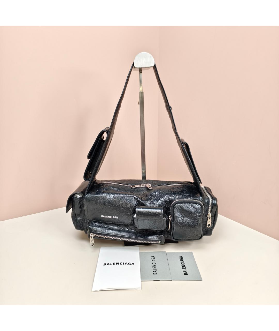 BALENCIAGA Черная кожаная сумка через плечо, фото 10