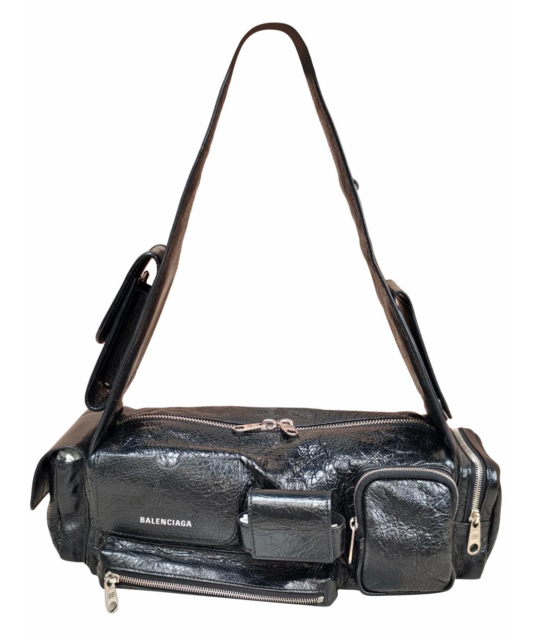 BALENCIAGA Черная кожаная сумка через плечо, фото 1