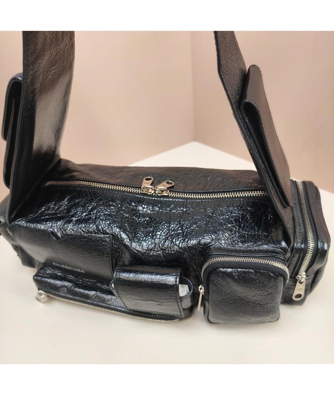 BALENCIAGA Черная кожаная сумка через плечо, фото 4