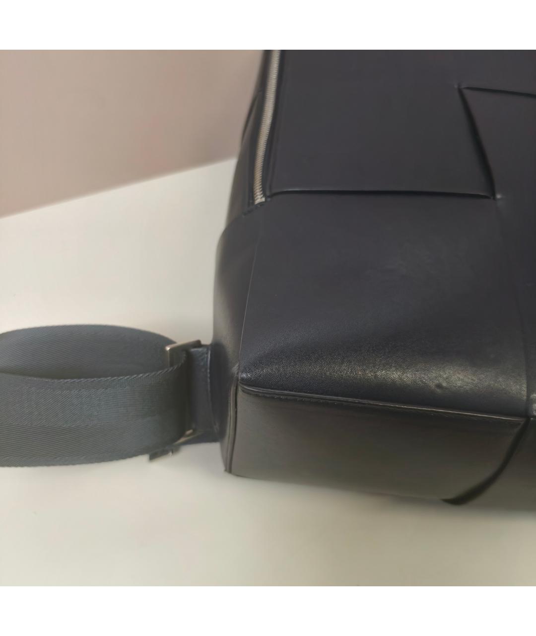 BOTTEGA VENETA Темно-синий кожаный рюкзак, фото 8