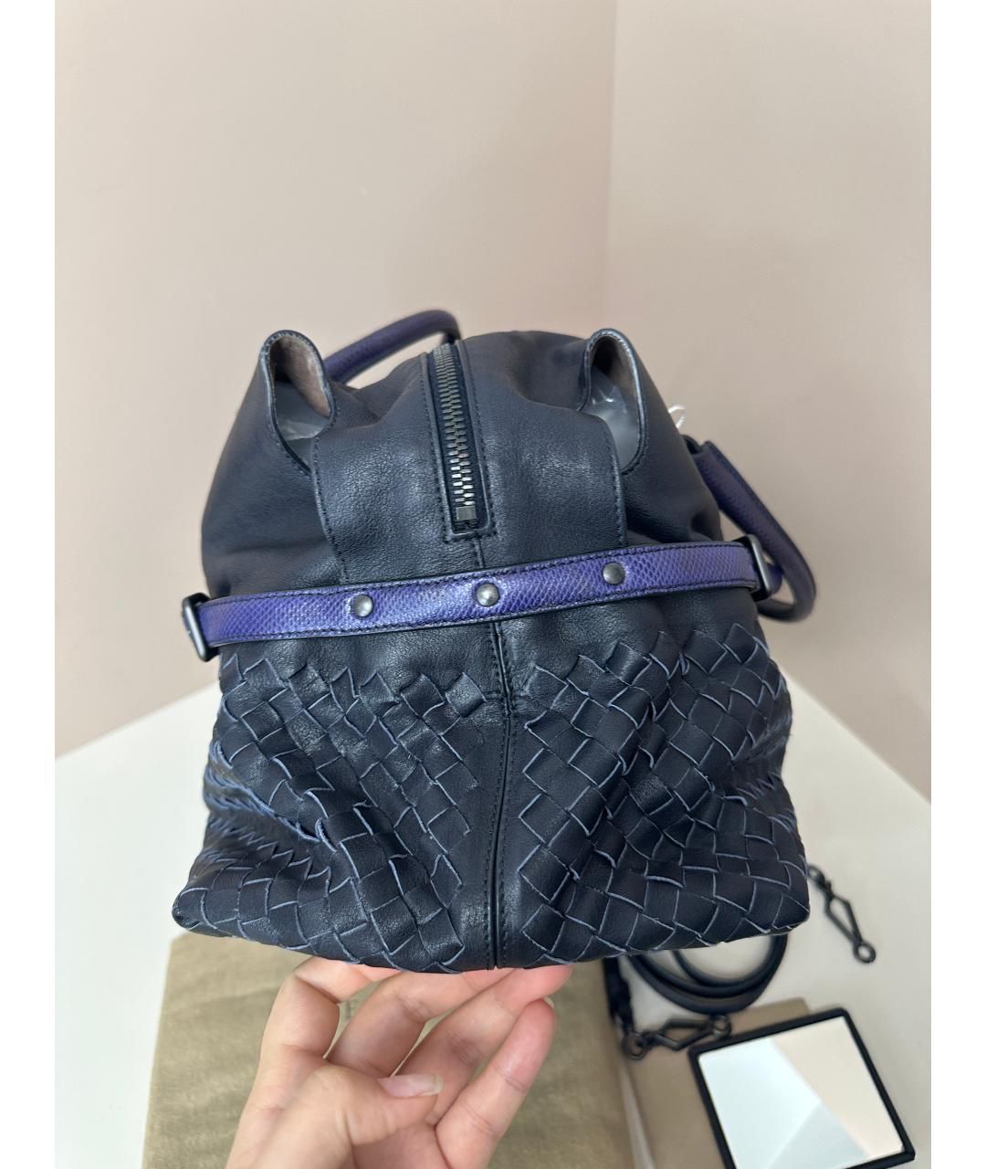 BOTTEGA VENETA Темно-синяя кожаная сумка через плечо, фото 5