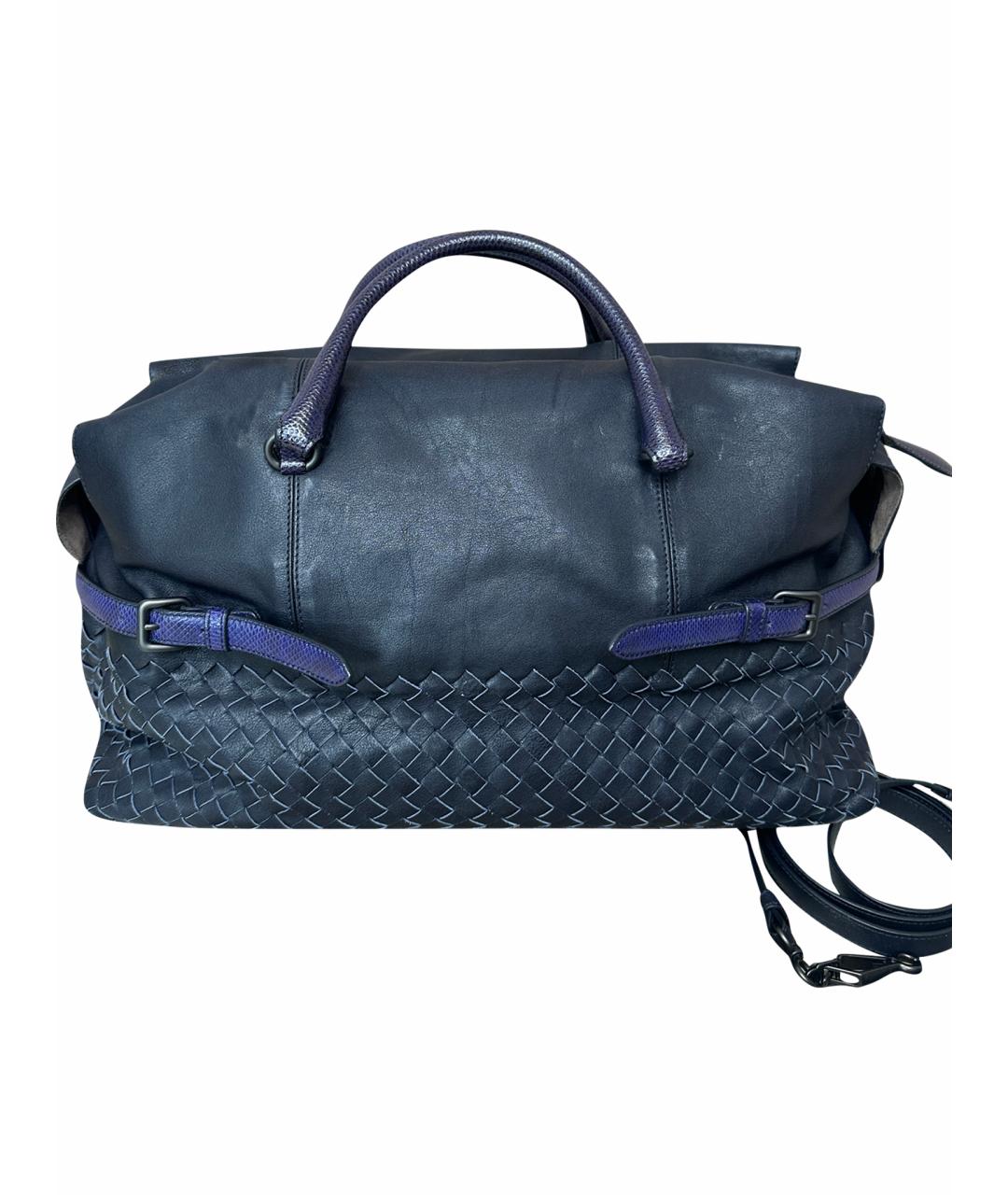 BOTTEGA VENETA Темно-синяя кожаная сумка через плечо, фото 1