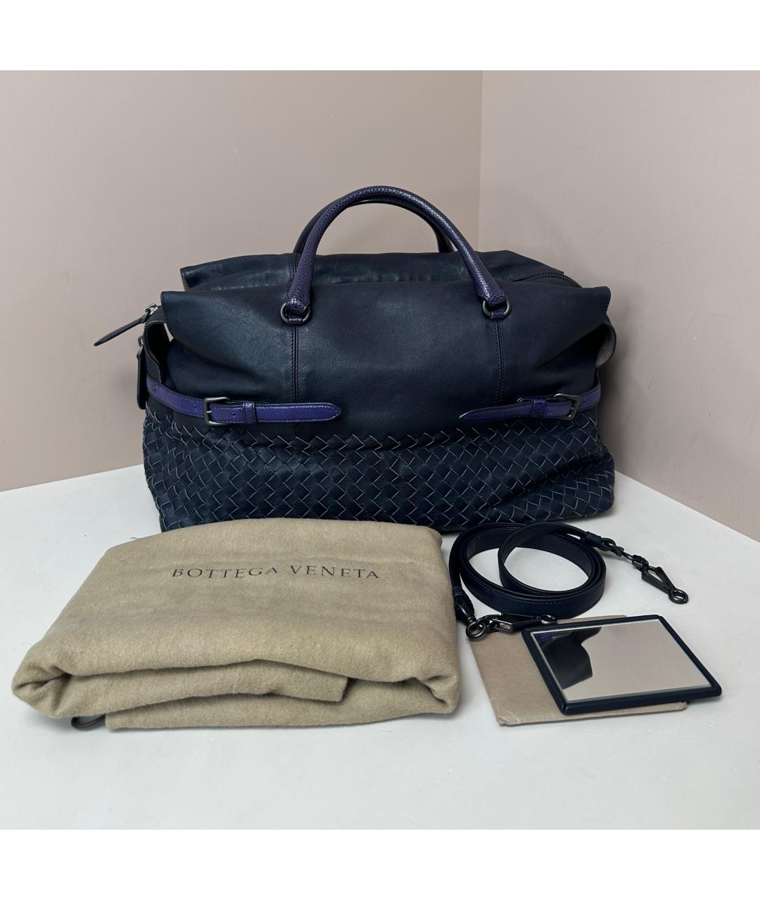 BOTTEGA VENETA Темно-синяя кожаная сумка через плечо, фото 3