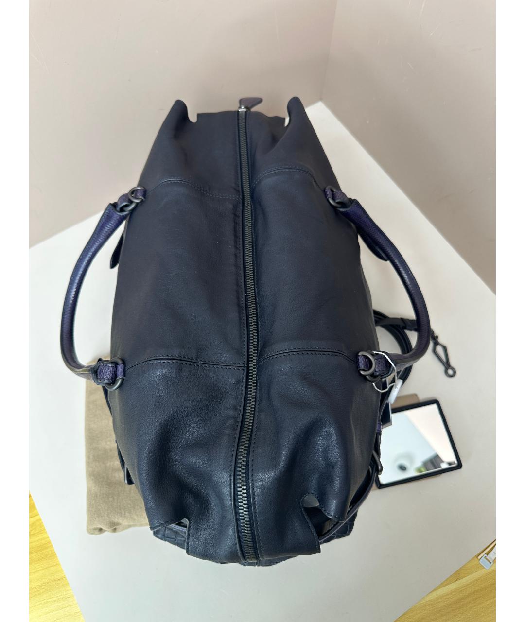 BOTTEGA VENETA Темно-синяя кожаная сумка через плечо, фото 4