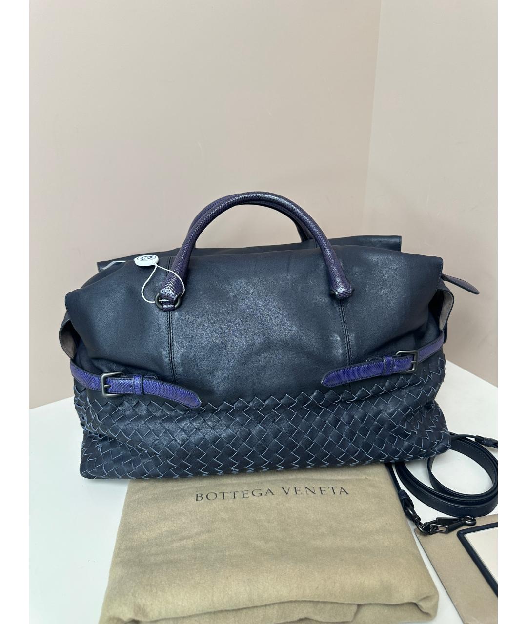 BOTTEGA VENETA Темно-синяя кожаная сумка через плечо, фото 8