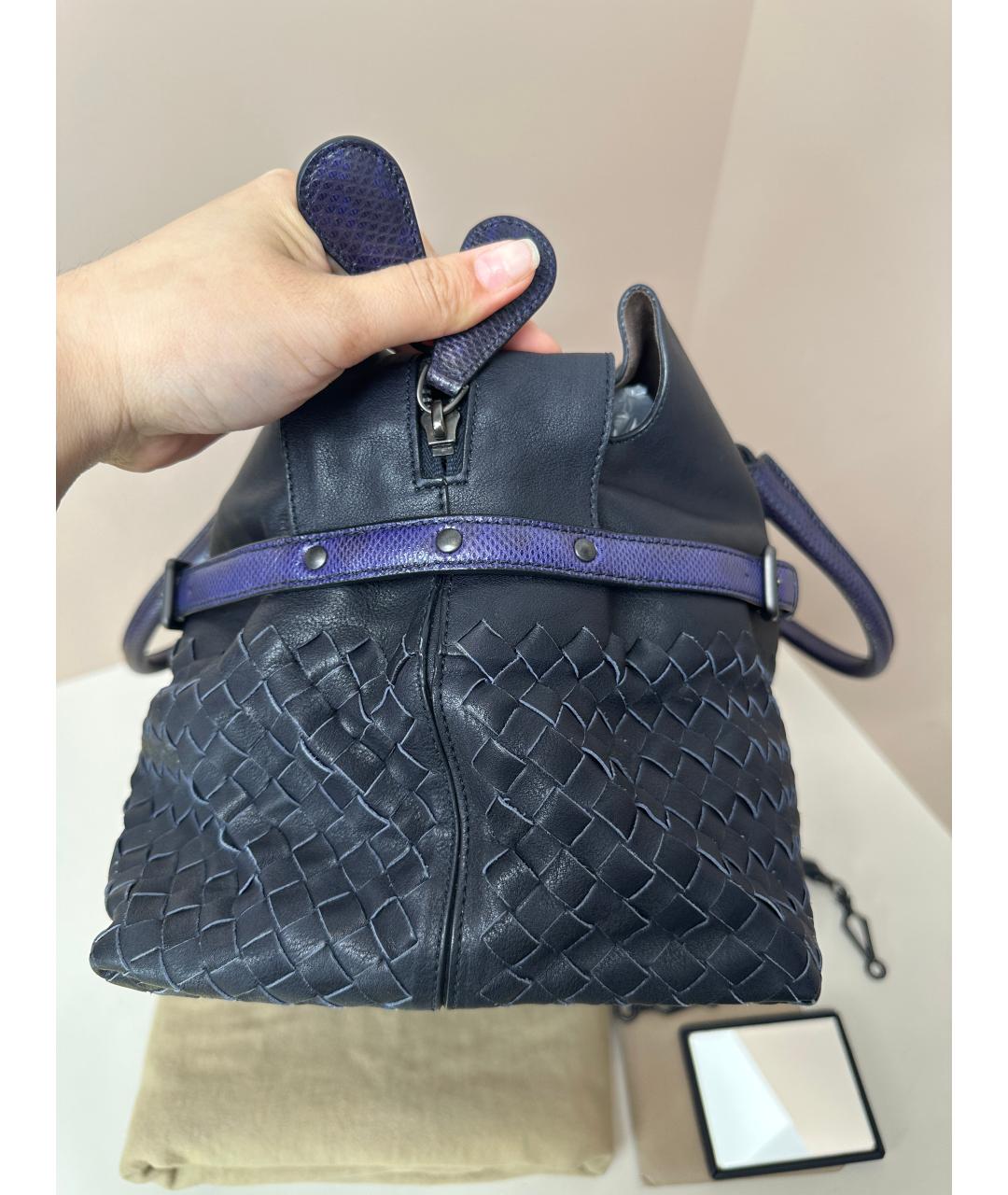 BOTTEGA VENETA Темно-синяя кожаная сумка через плечо, фото 2
