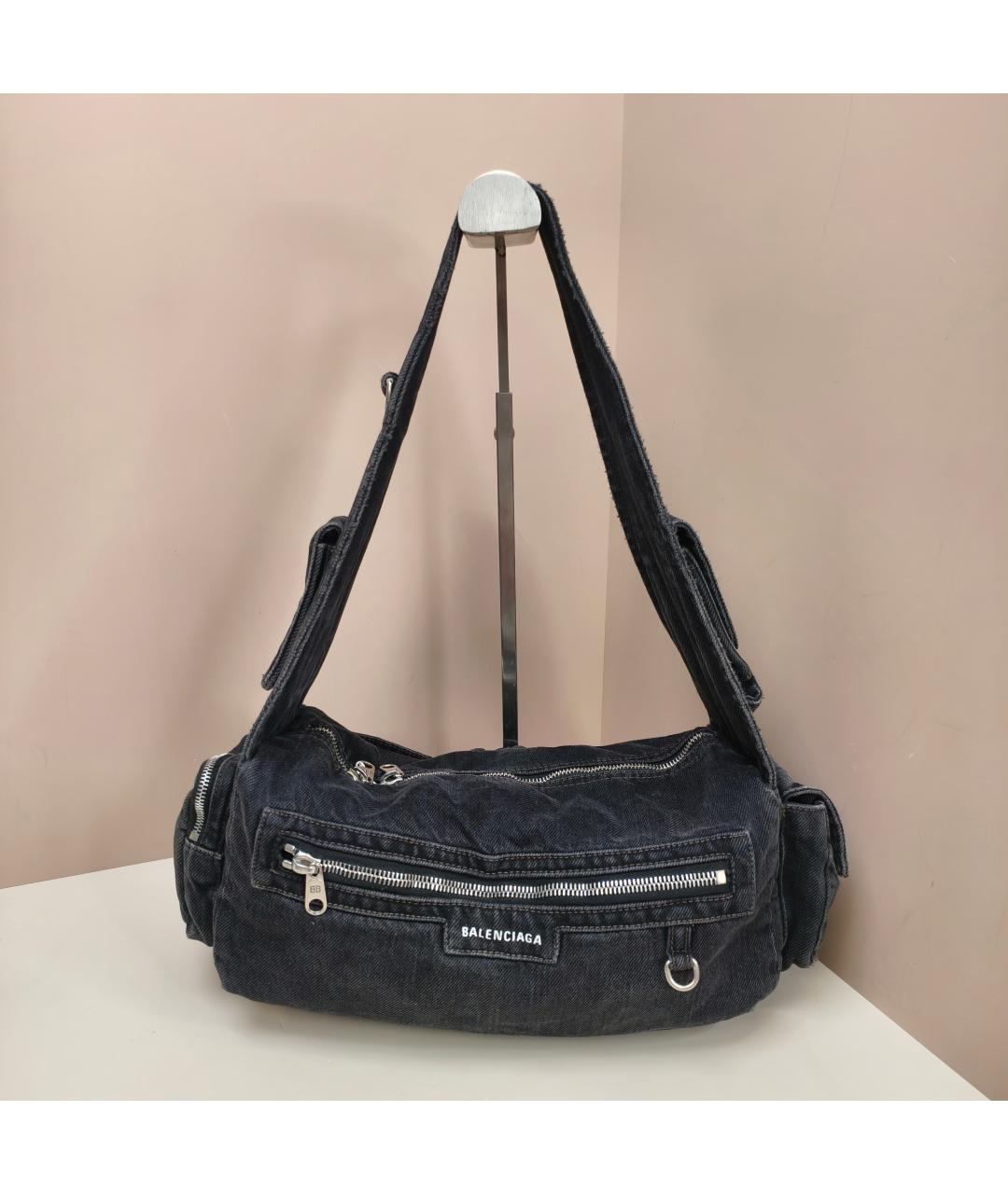 BALENCIAGA Черная кожаная сумка через плечо, фото 10