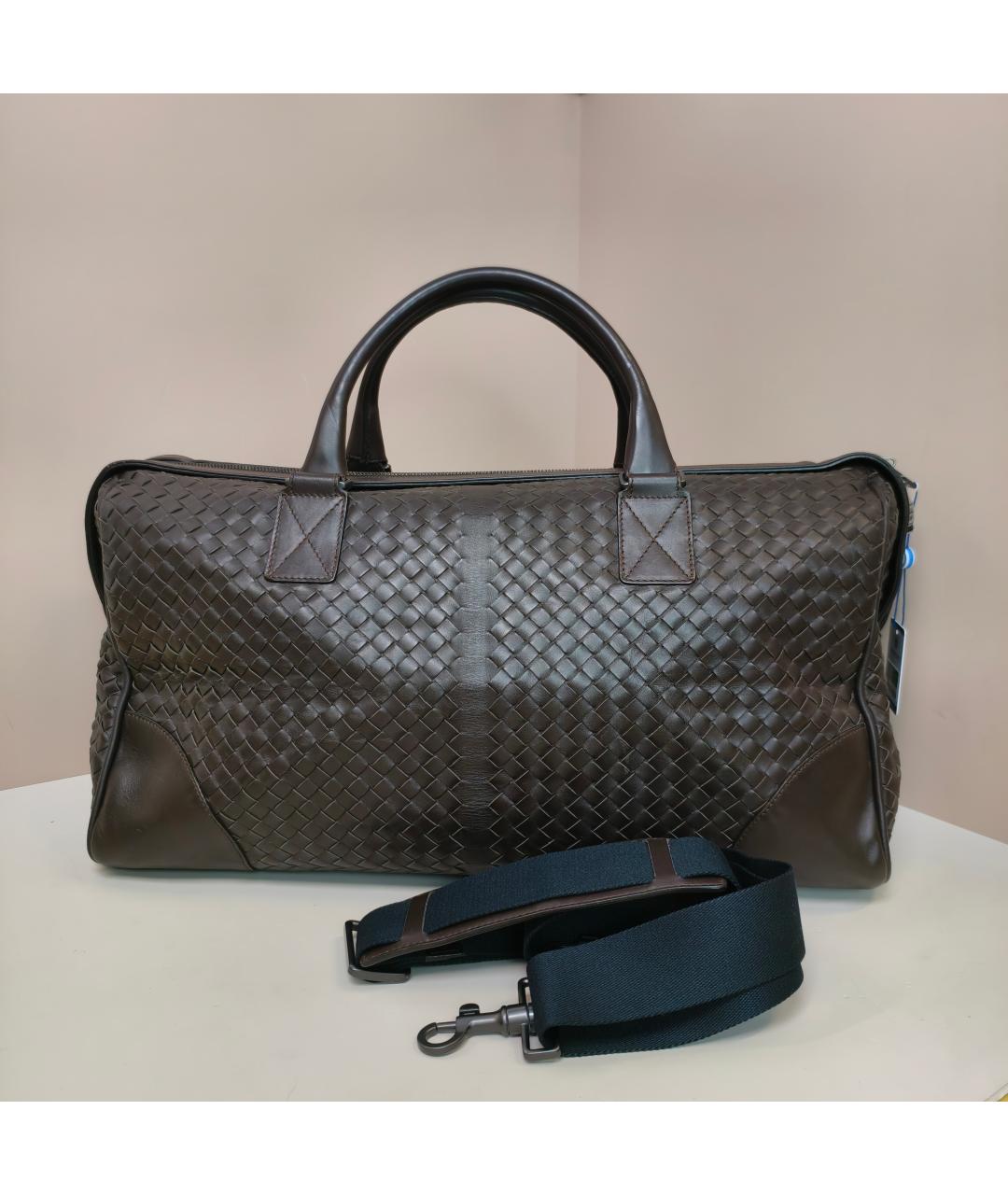 BOTTEGA VENETA Коричневая кожаная дорожная/спортивная сумка, фото 2