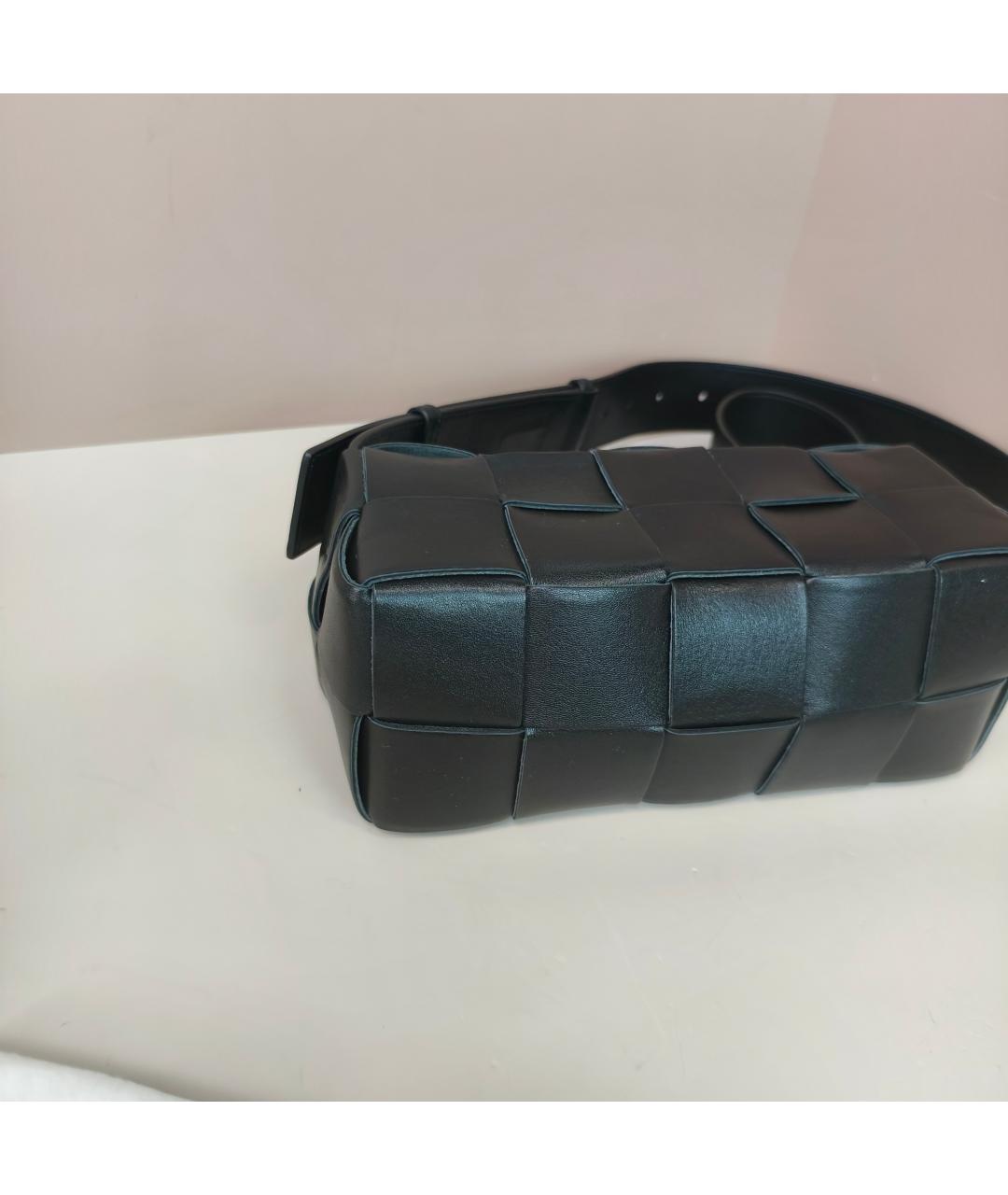 BOTTEGA VENETA Черная кожаная сумка через плечо, фото 4