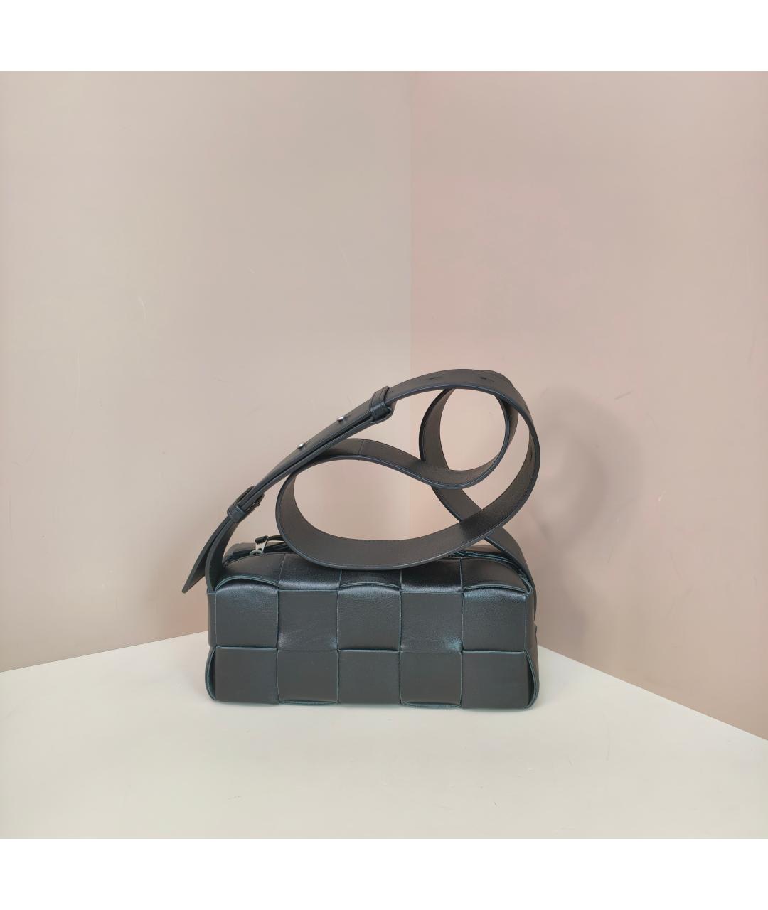 BOTTEGA VENETA Черная кожаная сумка через плечо, фото 9