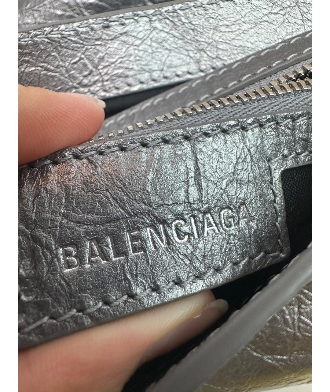BALENCIAGA Серебряная кожаная сумка через плечо, фото 8