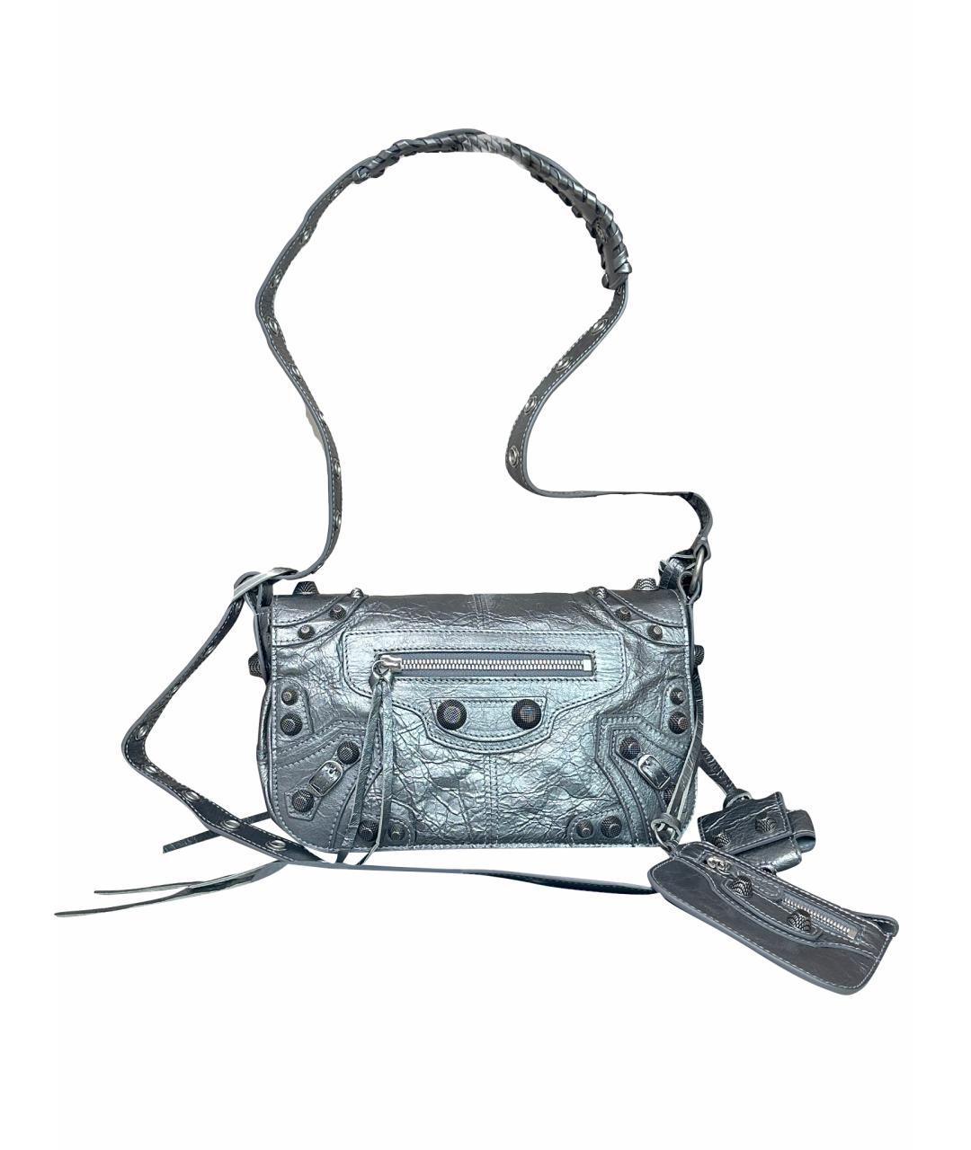 BALENCIAGA Серебряная кожаная сумка через плечо, фото 1