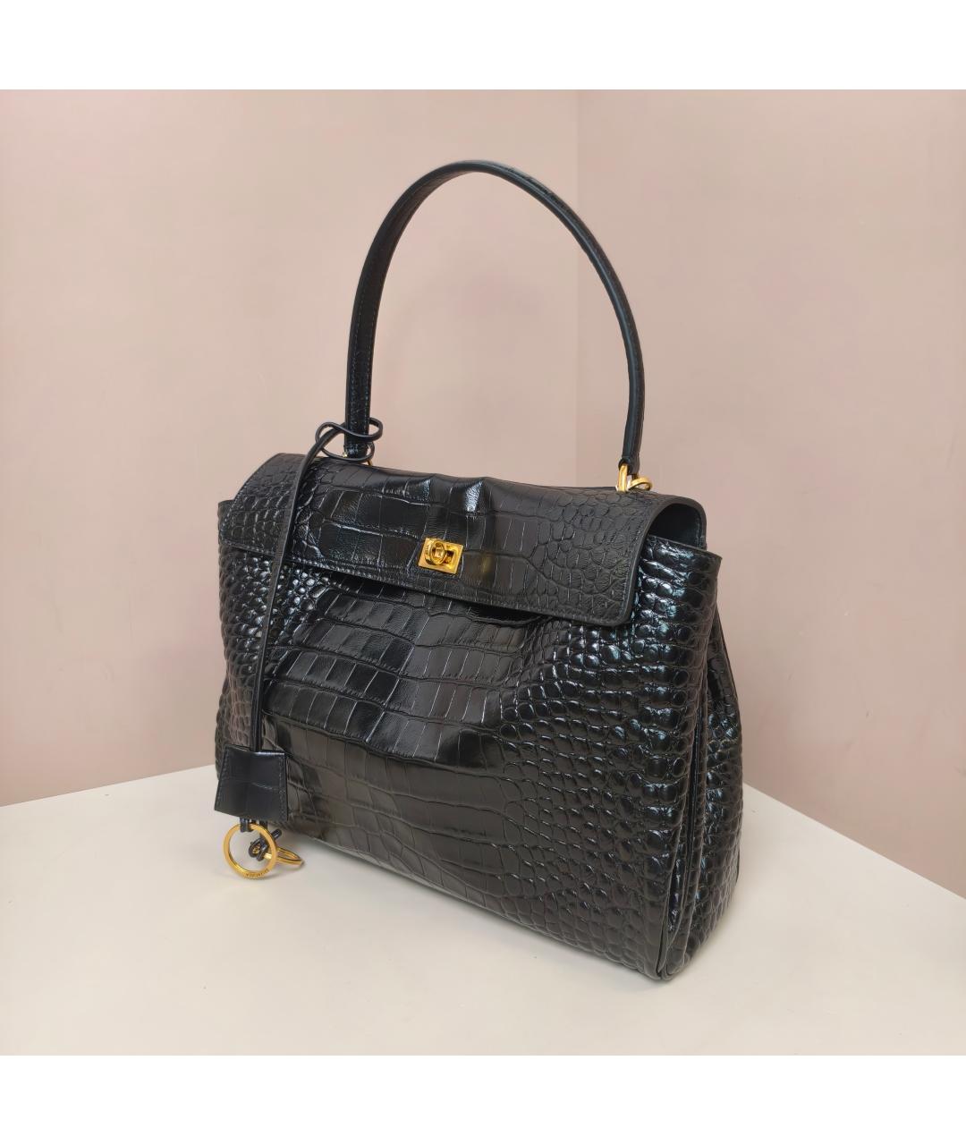 BALENCIAGA Черная кожаная сумка через плечо, фото 9