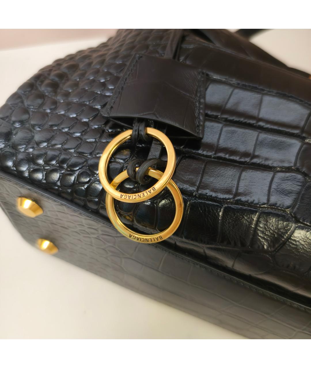 BALENCIAGA Черная кожаная сумка через плечо, фото 2