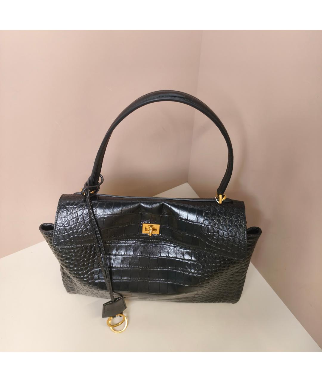 BALENCIAGA Черная кожаная сумка через плечо, фото 6