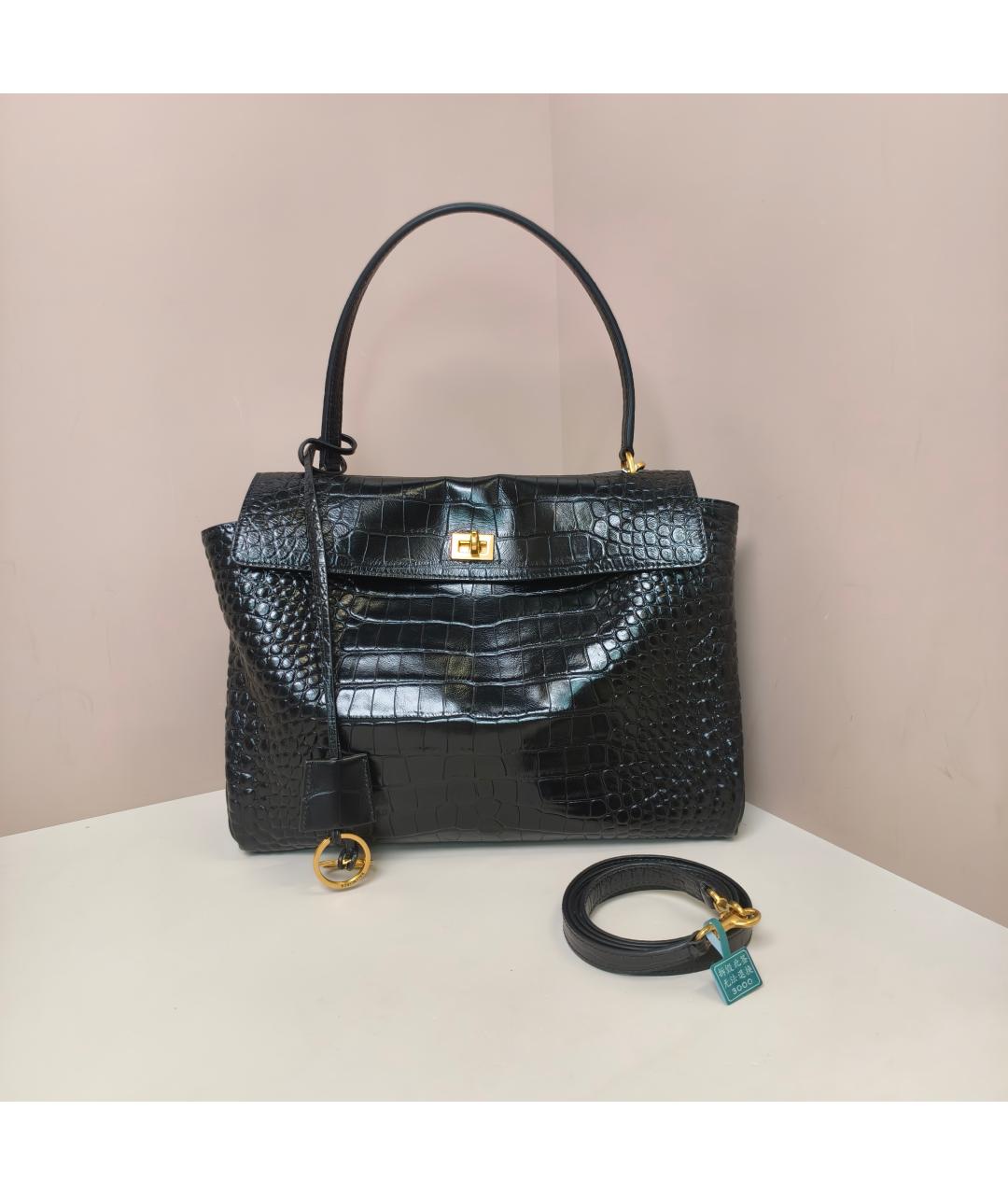 BALENCIAGA Черная кожаная сумка через плечо, фото 8