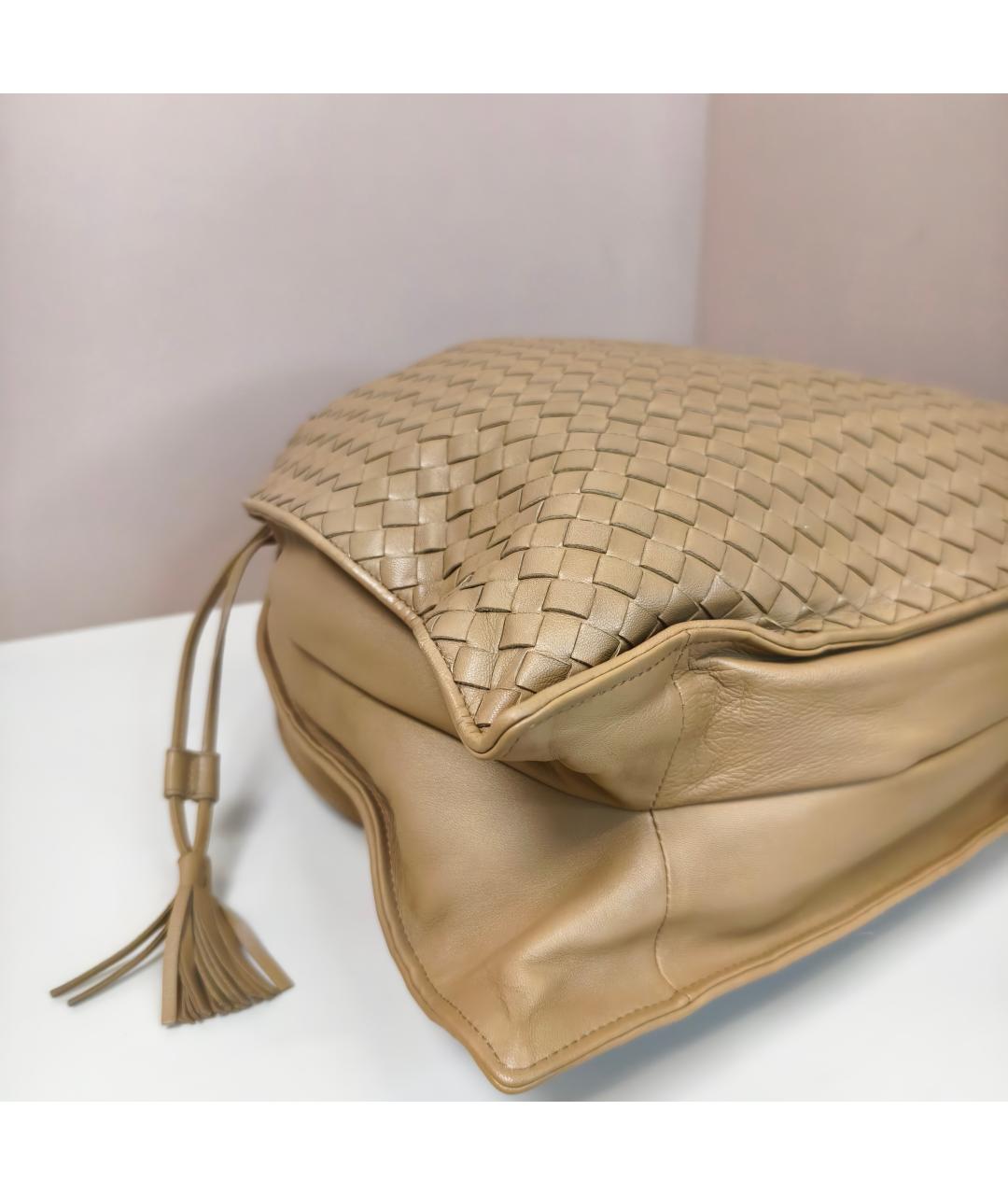 BOTTEGA VENETA Бежевая кожаная сумка через плечо, фото 8