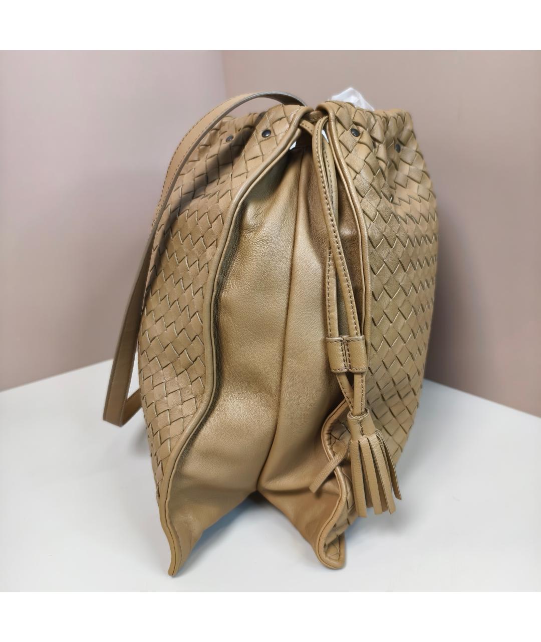 BOTTEGA VENETA Бежевая кожаная сумка через плечо, фото 4