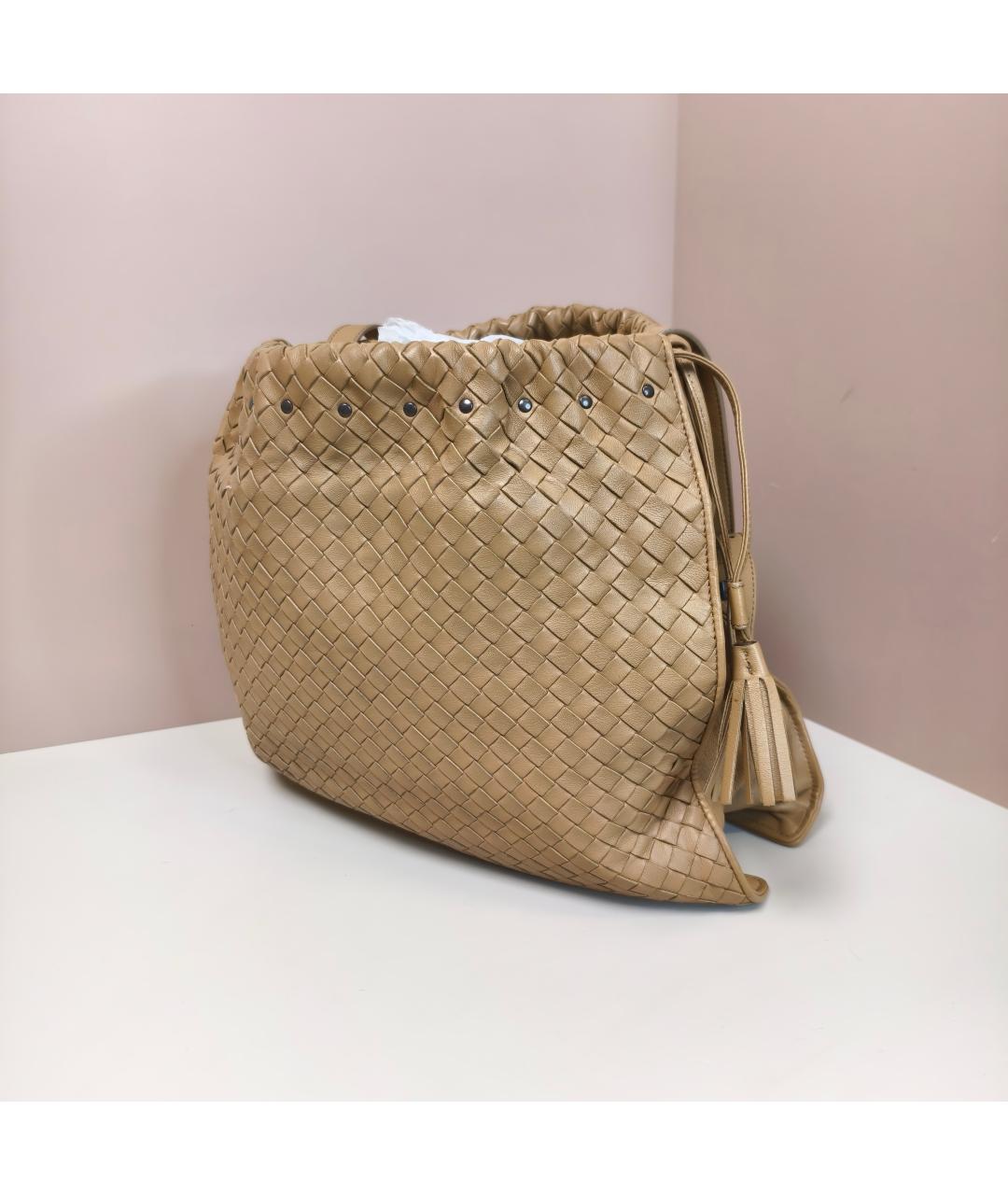 BOTTEGA VENETA Бежевая кожаная сумка через плечо, фото 7