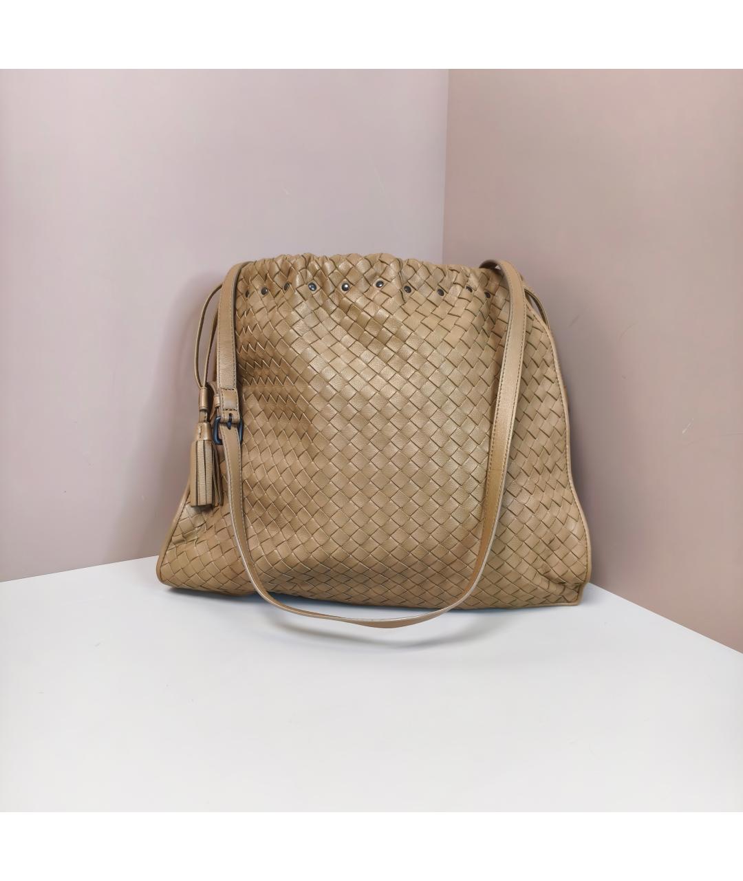 BOTTEGA VENETA Бежевая кожаная сумка через плечо, фото 10