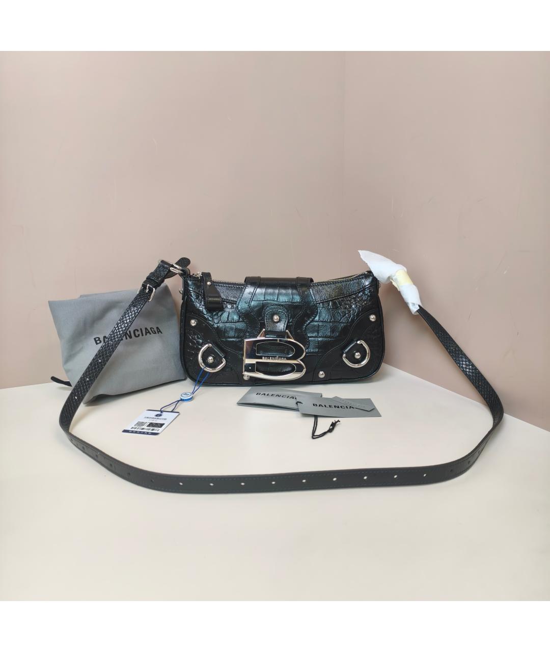 BALENCIAGA Черная кожаная сумка через плечо, фото 5