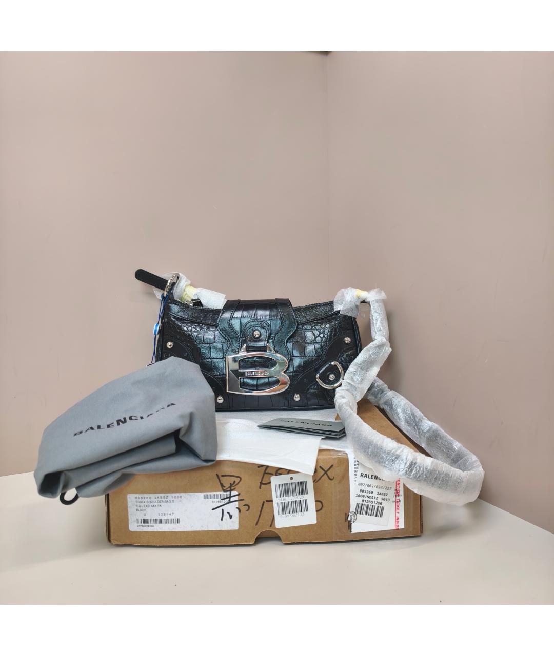 BALENCIAGA Черная кожаная сумка через плечо, фото 7