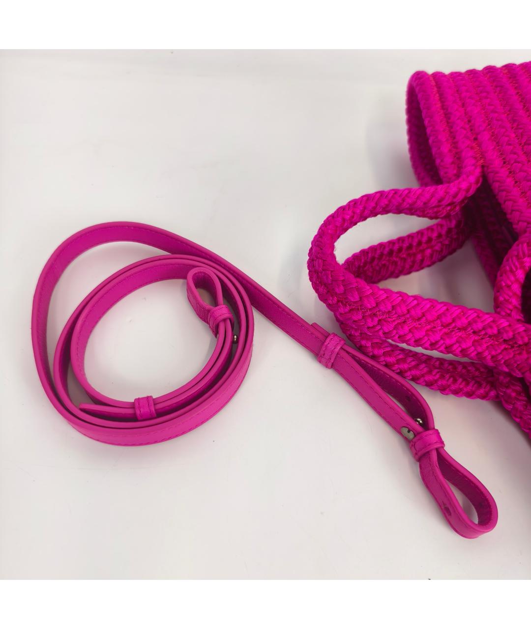 BALENCIAGA Фуксия пелетеная сумка с короткими ручками, фото 5