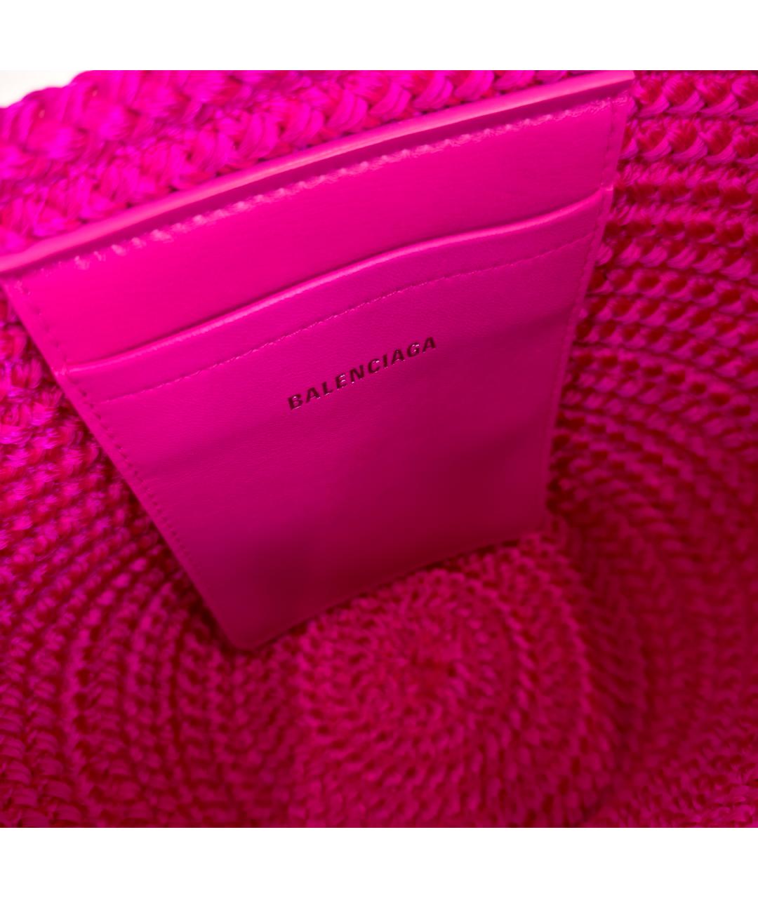 BALENCIAGA Фуксия пелетеная сумка с короткими ручками, фото 7