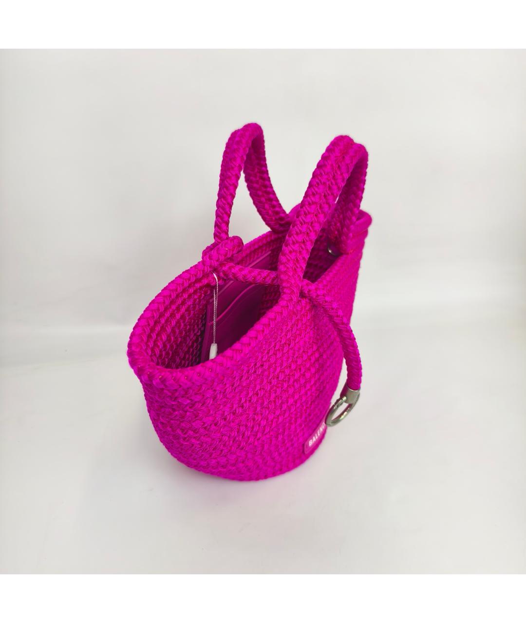 BALENCIAGA Фуксия пелетеная сумка с короткими ручками, фото 8