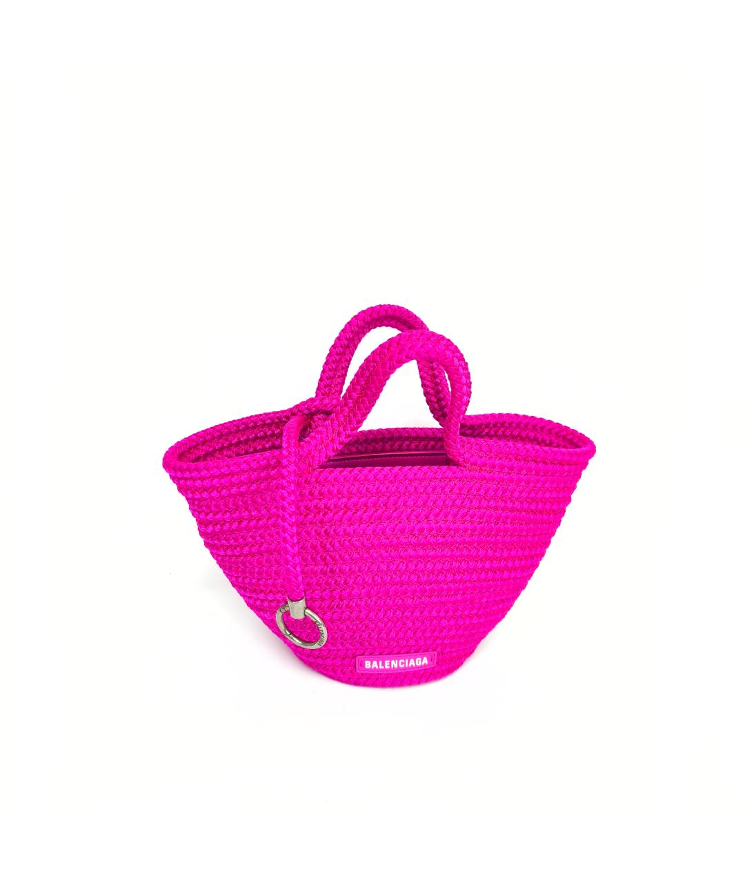 BALENCIAGA Фуксия пелетеная сумка с короткими ручками, фото 1